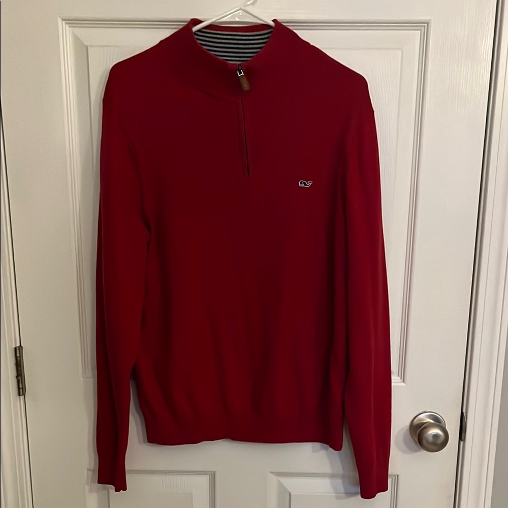 Red Quarter-Zip Sweater